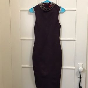 Burgundy/wine dress with beaded collar